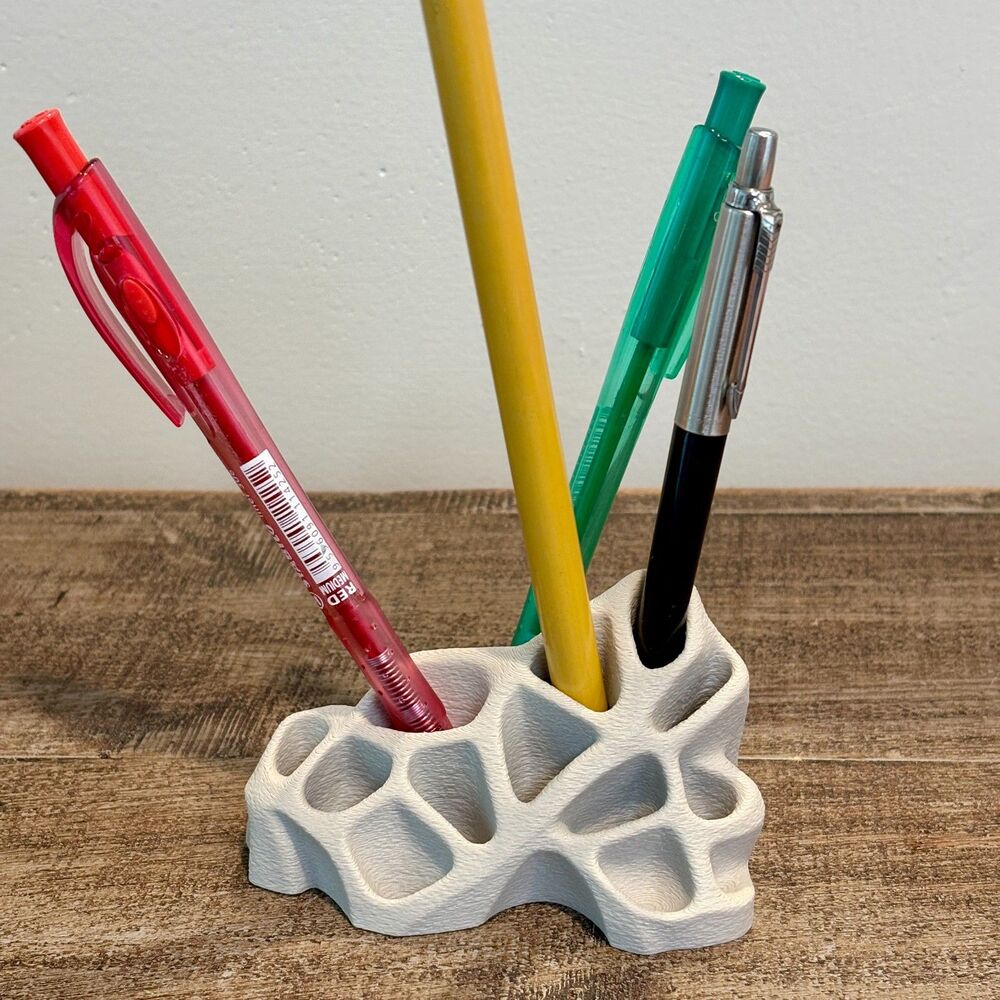 Organic Desk Organizer, Multi Compartment Pen Holder Sculptural Office Organizer